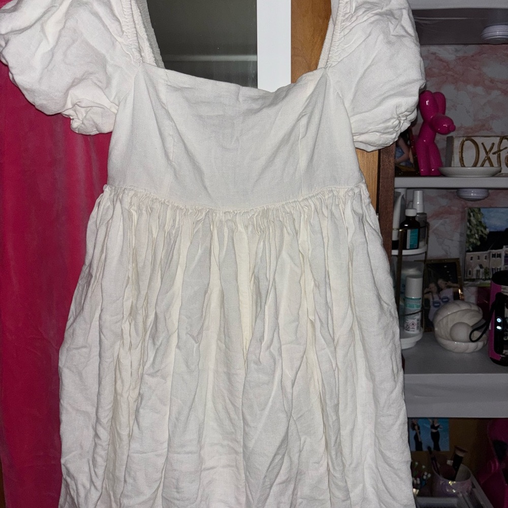 White Puff Sleeve Dress